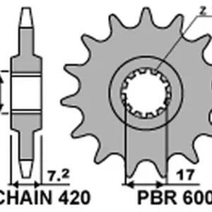 PBR řetězové kolo přední 600M 14 (JTF1120.14) (600M14JT) (MADE IN ITALY) Bezpečná Platba